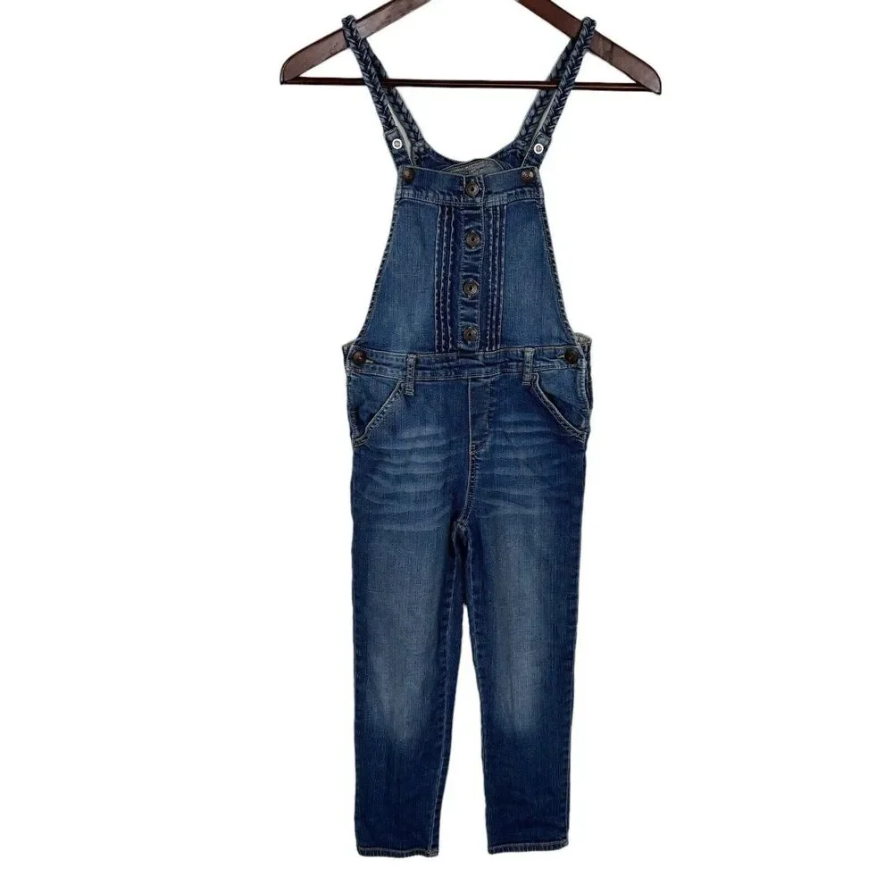 Osh Kosh B'gosh Blue Denim Overalls Braided Straps Size 7